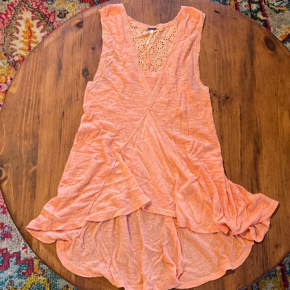 Free People sheer knit high low top. Size XS